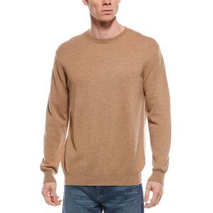 Forte Mens  Cashmere Classic Crew Cashmere Sweater, Brown